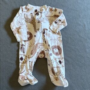 Carter's Cream and Brown Animal Print Footie